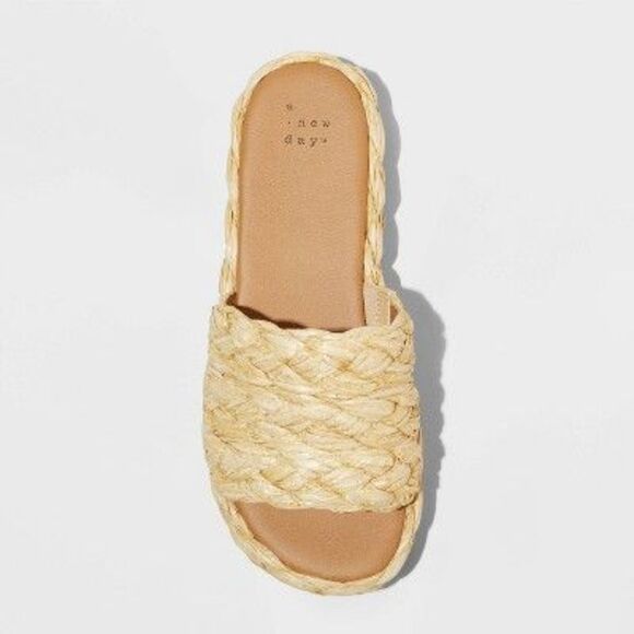 Women's Casey Flatform Slide Sandals - A New Day Beige 8 - Picture 2 of 5
